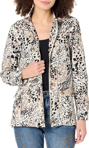 MULTIPLES Women's Roll Tab Long Sleeve 2-Pocket Hidden Zip Snap Front Jacket in Saudi Arabia