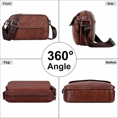 Women's Triple Zip Small Crossbody Bag with Wide Strap Camera Purse Genuine Leather Handbags Shoulder Satchel in Saudi Arabia