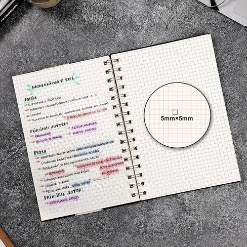Yoment Graph Paper Spiral Notebook A5 Graphing Notebook 160 Pages Graph Paper Notebook Spiral Bound Waterproof Plastic Hardcover Spiral Journal 5x7 Grid Notebooks for Note Taking,Black in Saudi Arabia