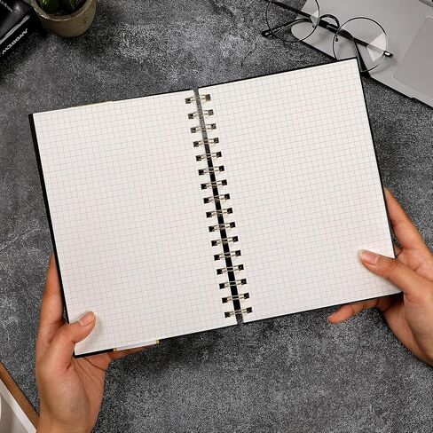 Yoment Graph Paper Spiral Notebook A5 Graphing Notebook 160 Pages Graph Paper Notebook Spiral Bound Waterproof Plastic Hardcover Spiral Journal 5x7 Grid Notebooks for Note Taking,Black in Saudi Arabia