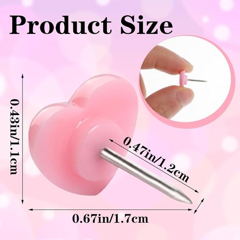 100 Pcs Heart Push Pins 0.47 Inch Cute Thumb Tacks Red Pink Push Pins Decorative Push Pins Flat Head Thumb Tacks Love Heart Push Pins for Bulletin Board Posters Photos Maps Office Home Decorative in Saudi Arabia