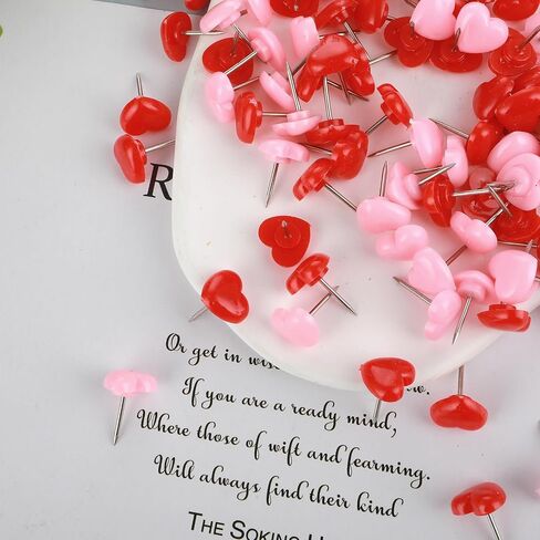100 Pcs Heart Push Pins 0.47 Inch Cute Thumb Tacks Red Pink Push Pins Decorative Push Pins Flat Head Thumb Tacks Love Heart Push Pins for Bulletin Board Posters Photos Maps Office Home Decorative in Saudi Arabia