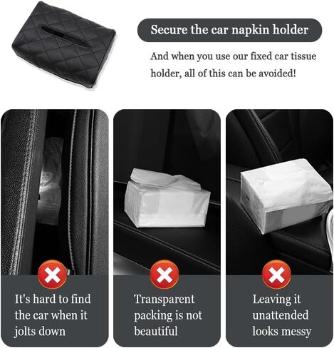 حامل مناديل السيارة، حامل صندوق مناديل جلدي ناعم من الألياف الدقيقة لقناع السيارة ومسند رأس وحدة التحكم المركزية في أي مكان، ملحقات داخلية عالمية للسيارة in Kuwait