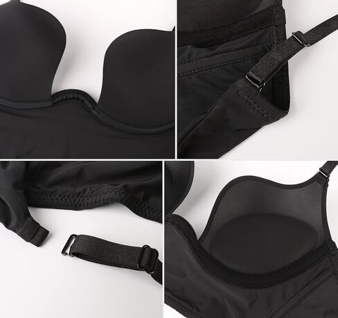 ZUKULIFE حمالات صدر نسائية منخفضة الظهر مع أشرطة شفافة عميقة على شكل حرف V حمالة صدر يغرق منخفضة القطع متعددة الاتجاهات قابلة للتحويل إضافة كوب in Kuwait