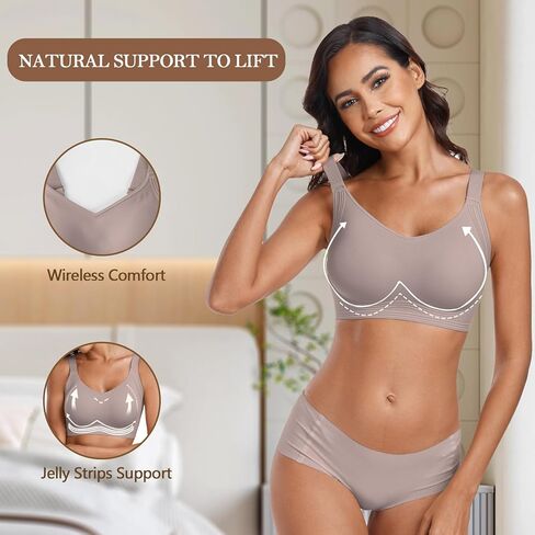 OEAK Womens Seamless Push Up Bras No Underwire Full Coverage Comfortable Bra V Neck Bralettes Wireless Everyday Bra in Kuwait