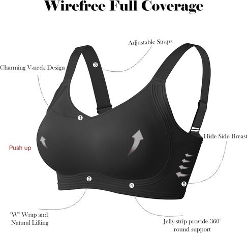 OEAK Womens Seamless Push Up Bras No Underwire Full Coverage Comfortable Bra V Neck Bralettes Wireless Everyday Bra in Kuwait