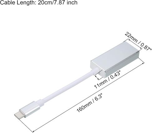MECCANIXITY Type C to Display Port (DP) Adapter Video Converter USB-C Cable External HD DP Device for HDTV, Projectors, Monitor, Silver Grey in Saudi Arabia