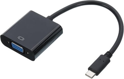MECCANIXITY نوع C إلى VGA محول ABS صندوق كابل فيديو خارجي HD VGA جهاز 20 سم / 7.87 بوصة للتلفزيون والشاشة وجهاز العرض والوسادة، أسود in Saudi Arabia