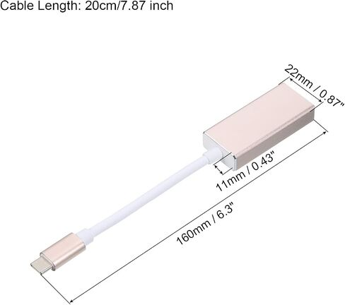 محول MECCANIXITY من النوع C إلى منفذ العرض (DP) محول فيديو كابل USB-C جهاز HD DP خارجي للتلفزيون عالي الدقة وأجهزة العرض والشاشة، لون ذهبي in Saudi Arabia