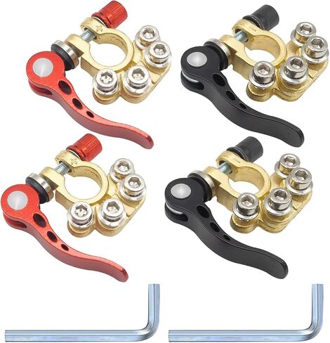 4 Pieces Battery Terminal Connectors Kit - 4 Way Quick Release Disconnect Battery Terminals，Positive Negative Battery Cable Ends for Car Battery Terminal with SAE/JIS Type A Posts in Saudi Arabia