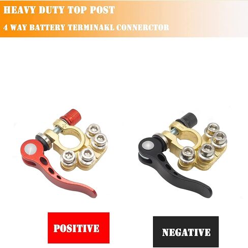 4 Pieces Battery Terminal Connectors Kit - 4 Way Quick Release Disconnect Battery Terminals，Positive Negative Battery Cable Ends for Car Battery Terminal with SAE/JIS Type A Posts in Saudi Arabia