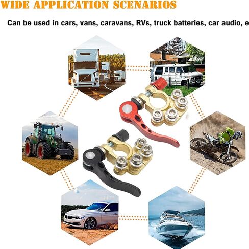 4 Pieces Battery Terminal Connectors Kit - 4 Way Quick Release Disconnect Battery Terminals，Positive Negative Battery Cable Ends for Car Battery Terminal with SAE/JIS Type A Posts in Saudi Arabia