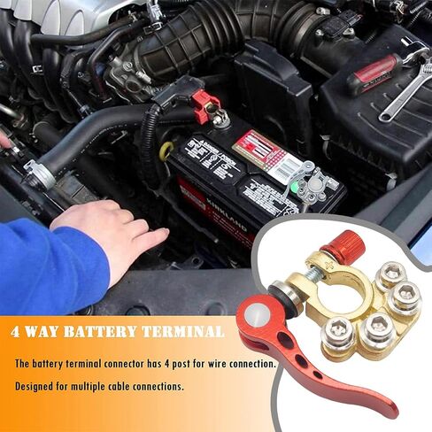 4 Pieces Battery Terminal Connectors Kit - 4 Way Quick Release Disconnect Battery Terminals，Positive Negative Battery Cable Ends for Car Battery Terminal with SAE/JIS Type A Posts in Saudi Arabia
