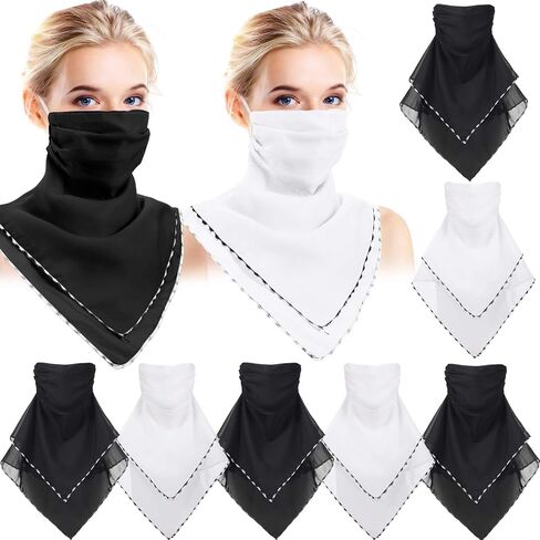 9 Pieces Chiffon Neck Gaiter Earloops Face Bandana Scarf Sun UV Protection Head Wraps for Women in Saudi Arabia