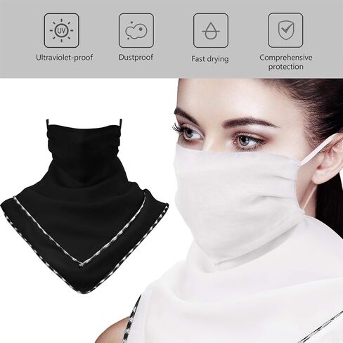 9 Pieces Chiffon Neck Gaiter Earloops Face Bandana Scarf Sun UV Protection Head Wraps for Women in Saudi Arabia