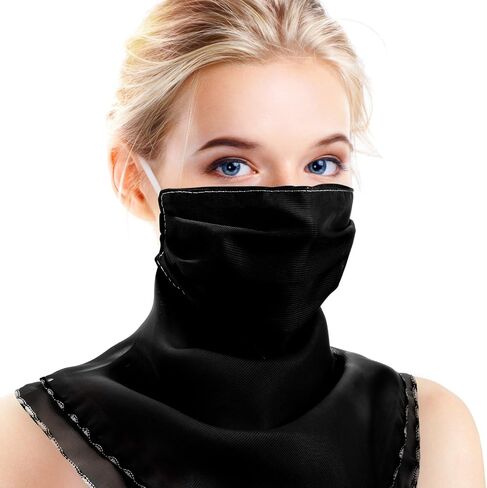9 Pieces Chiffon Neck Gaiter Earloops Face Bandana Scarf Sun UV Protection Head Wraps for Women in Saudi Arabia