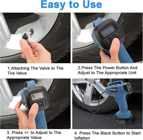 Cordless Tire Inflator Air Compressor, Portable Air Tire Pump,Faster Tire Inflator with 20V Rechargeable Battery,Dual Power Supply Modes,Air Pump for Car Tires,E-Bike etc. (Pale Blue) in Saudi Arabia