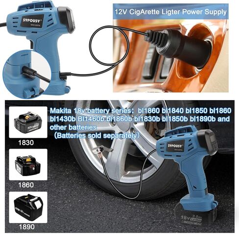 Cordless Tire Inflator Air Compressor, Portable Air Tire Pump,Faster Tire Inflator with 20V Rechargeable Battery,Dual Power Supply Modes,Air Pump for Car Tires,E-Bike etc. (Pale Blue) in Saudi Arabia