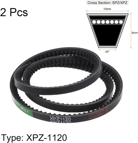 2pcs XPZ-1120 V-Belts Drive Belt 1120mm Pitch Girth 10mm Width 8mm Height Rubber for Power Transmission in Kuwait
