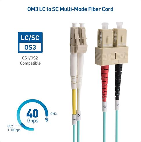 Cable Matters 10Gb 40Gb OFNP Plenum Rated Multimode Duplex 50/125 OM3 Fiber Cable (LC to SC Fiber Optic Cable, SC to LC Fiber Patch Cable) 2m in Saudi Arabia