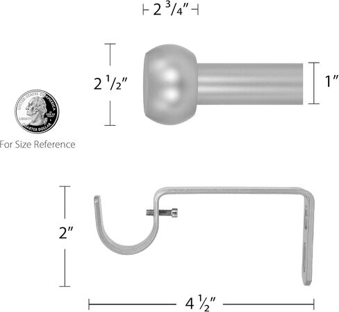 Decopolitan 29546-AS18 Knob Curtain Rod Set, 18 to 36 Inches, Silver in Kuwait