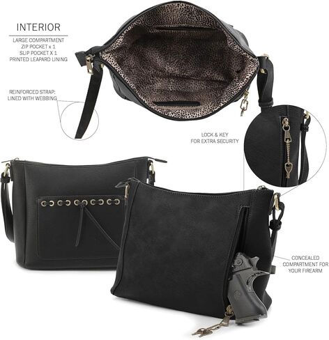 جيسي اند جيمس إستر حقيبة كروس مخفية حقيبة كتف Gunbag للنساء مع قفل ومفتاح in Kuwait