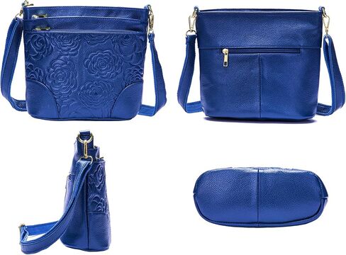 Women Genuine Leather Shoulder Bag Floral-Embossed Crossbody Bag Handbag Purse for Women in Saudi Arabia