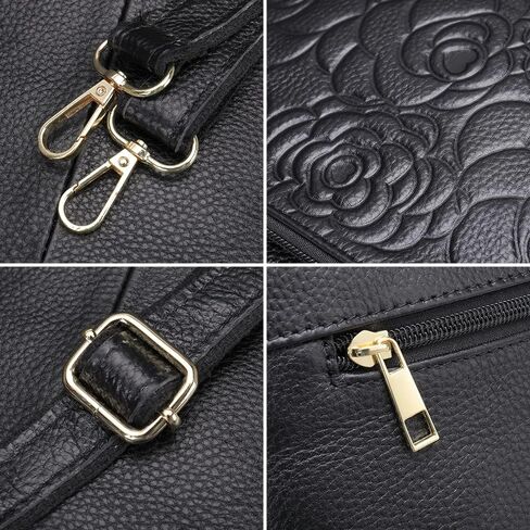 Women Genuine Leather Shoulder Bag Floral-Embossed Crossbody Bag Handbag Purse for Women in Saudi Arabia