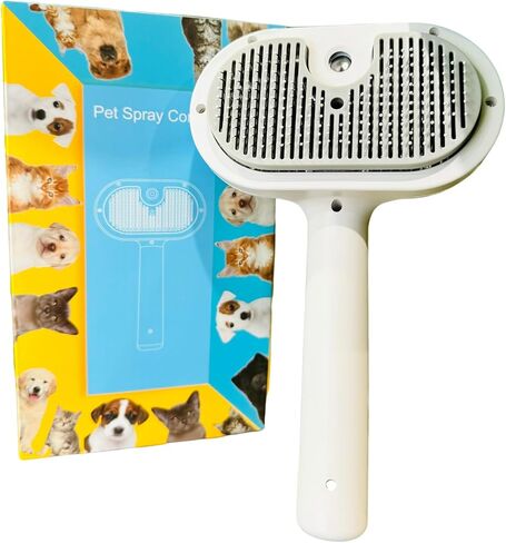 4 In 1 Cat Steam Brush, Self Cleaning, Anti Static Shedding Spray Comb, Hair Removal, Misting Indoor Steamy Grooming Brush for Dog & Pet, Water Spritz Defur with Cloud & Pet Care (White Pro) in Saudi Arabia