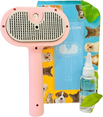 4 In 1 Cat Steam Brush, Self Cleaning, Anti Static Shedding Spray Comb, Hair Removal, Misting Indoor Steamy Grooming Brush for Dog & Pet, Water Spritz Defur with Cloud & Pet Care (White Pro) in Saudi Arabia