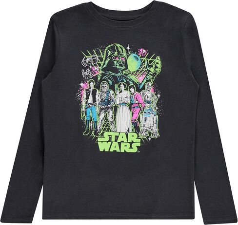 STAR WARS Boys Group Character Long Sleeve Crewneck T-Shirt Galactic Heroes Unite- Little and Big Boys Sizes XS-XL in Saudi Arabia