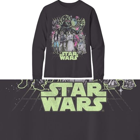 STAR WARS Boys Group Character Long Sleeve Crewneck T-Shirt Galactic Heroes Unite- Little and Big Boys Sizes XS-XL in Saudi Arabia