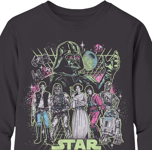 STAR WARS Boys Group Character Long Sleeve Crewneck T-Shirt Galactic Heroes Unite- Little and Big Boys Sizes XS-XL in Saudi Arabia