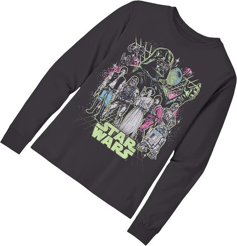 STAR WARS Boys Group Character Long Sleeve Crewneck T-Shirt Galactic Heroes Unite- Little and Big Boys Sizes XS-XL in Saudi Arabia