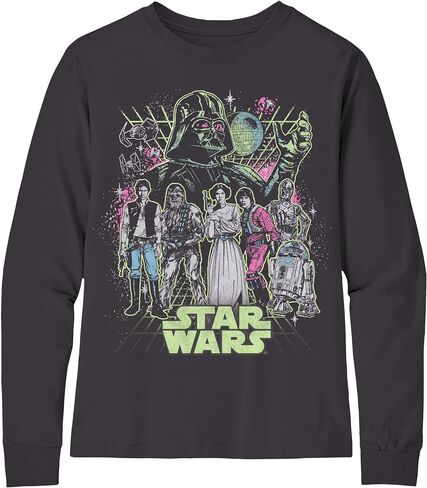 STAR WARS Boys Group Character Long Sleeve Crewneck T-Shirt Galactic Heroes Unite- Little and Big Boys Sizes XS-XL in Saudi Arabia