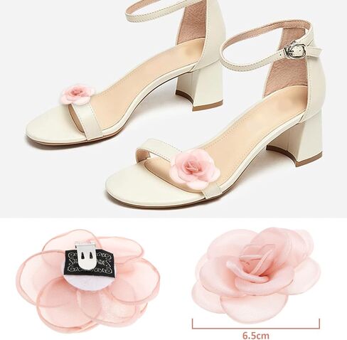 2Pcs Rose Flower Shoe Clips Rose Shoe Buckles Shoes Decorative Charms Removable Shoe Buckle Accessories for Women Lady Girls 6.5cm Pink in Saudi Arabia