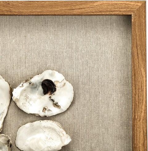 A and B Home 23.6 بوصة ارتفاع مربع الشكل باللونين الأبيض والبيج PS/Shell Ocasta Shell Shadow Boxes (مجموعة من 2)، ديكور حائط فني للمنزل والمكتب in Saudi Arabia