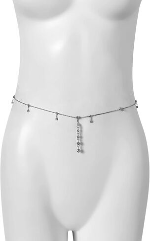 Summer Beach Rhinestone Tassel Waist Chain Bikini Crystal Navel Piercing Dangle Belly Button Rings Waist Chain Sexy Belly Body Chain Jewelry for Women in Saudi Arabia