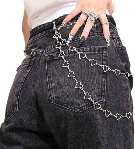 الهيب هوب السراويل جان سلسلة القوطي القلب الشرير الفضة السراويل سلاسل السائق محفظة جيب سلاسل الفضة سلاسل المفاتيح مجوهرات الجسم للرجال والنساء in Kuwait