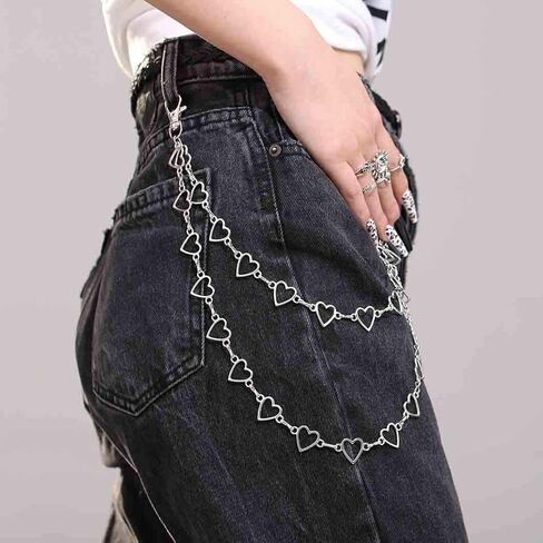 الهيب هوب السراويل جان سلسلة القوطي القلب الشرير الفضة السراويل سلاسل السائق محفظة جيب سلاسل الفضة سلاسل المفاتيح مجوهرات الجسم للرجال والنساء in Kuwait