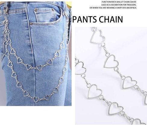 الهيب هوب السراويل جان سلسلة القوطي القلب الشرير الفضة السراويل سلاسل السائق محفظة جيب سلاسل الفضة سلاسل المفاتيح مجوهرات الجسم للرجال والنساء in Kuwait
