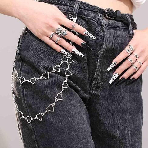 الهيب هوب السراويل جان سلسلة القوطي القلب الشرير الفضة السراويل سلاسل السائق محفظة جيب سلاسل الفضة سلاسل المفاتيح مجوهرات الجسم للرجال والنساء in Kuwait