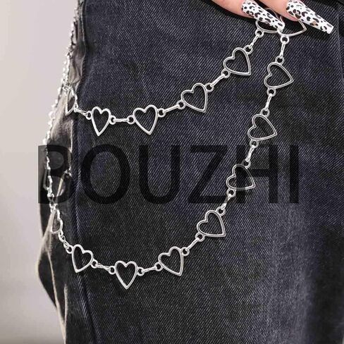 الهيب هوب السراويل جان سلسلة القوطي القلب الشرير الفضة السراويل سلاسل السائق محفظة جيب سلاسل الفضة سلاسل المفاتيح مجوهرات الجسم للرجال والنساء in Kuwait