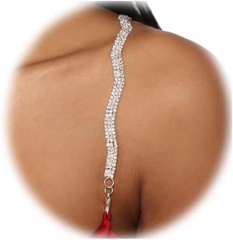1Pair Rhinestone Lingerie Shoulder Chain Jewelry Festival Rave Crystal Shoulder Straps Chain Sexy Rhinestone Back Chain Wedding Bridal Bra Straps Chain Body Jewelry for Women in Saudi Arabia