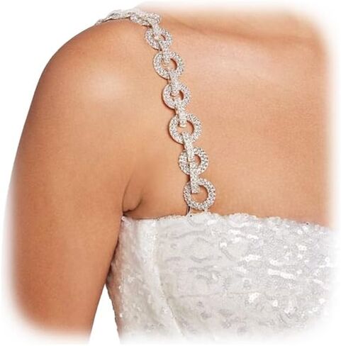 1Pair Rhinestone Lingerie Shoulder Chain Jewelry Festival Rave Crystal Shoulder Straps Chain Sexy Rhinestone Back Chain Wedding Bridal Bra Straps Chain Body Jewelry for Women in Saudi Arabia