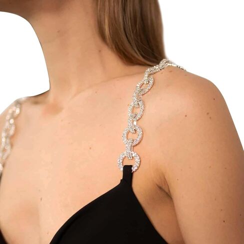 1Pair Rhinestone Lingerie Shoulder Chain Jewelry Festival Rave Crystal Shoulder Straps Chain Sexy Rhinestone Back Chain Wedding Bridal Bra Straps Chain Body Jewelry for Women in Saudi Arabia