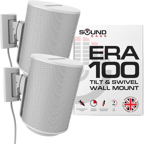 حامل تثبيت على الحائط ERA100، قابل للإمالة والدوران، أسود، مزدوج (قطعتان)، متوافق مع Sonos ERA 100، تركيب بدون جهد، يتضمن طقم تثبيت، مزدوج، زوج in Kuwait