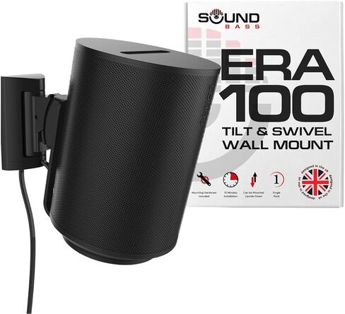 حامل تثبيت على الحائط ERA100، قابل للإمالة والدوران، أسود، مزدوج (قطعتان)، متوافق مع Sonos ERA 100، تركيب بدون جهد، يتضمن طقم تثبيت، مزدوج، زوج in Kuwait