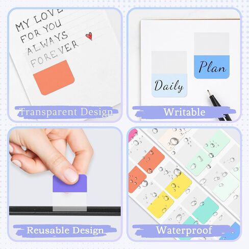 240PCS Sticky Index Tabs, Colored Strip Page Markers, Writable and Repositionable File Tabs Flags for Pages, Reading Notes, Classify Files, 12 Colors(1.8x1 inch) in Saudi Arabia