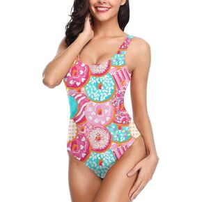 Donut Pattern Women's One Piece Swimsuits for Athletic Swimwear Bikini
